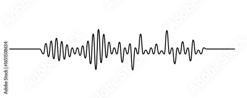 Continuous thin line sound wave icon. One line art audio symbol, single outline soundwave