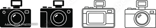 camera icon set, photography symbol, photo equipment graphic, camera design, flash unit icon, lens illustration, photographer tool, snapshot symbol, picture device