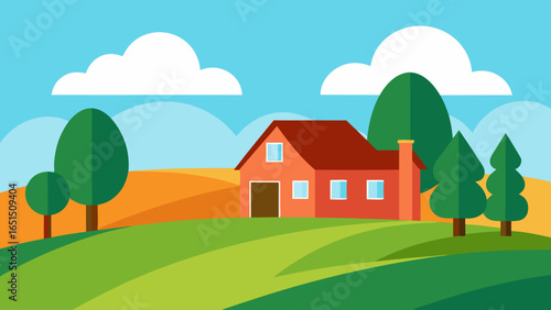 vector illustration of a rural landscape