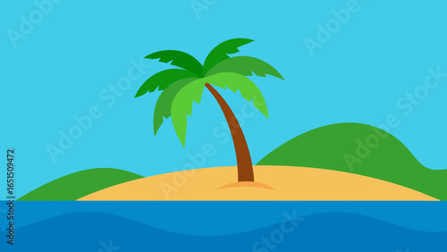 tropical island with palm trees