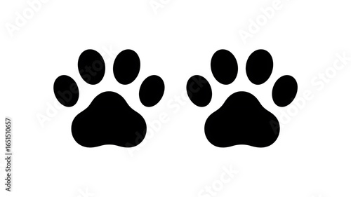 Fototapeta Naklejka Na Ścianę i Meble -  Pair of black paw prints on a white background animal