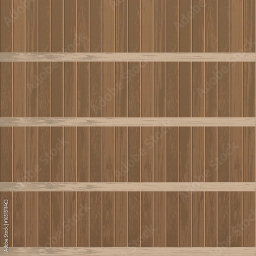 A rustic wooden panel with vertical planks held together by horizontal beams forms a textured backdrop. The brown wood grain adds warmth and character to the structure.