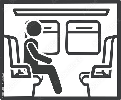 Iconic Illustration of a Person Seated Inside a Subway Train