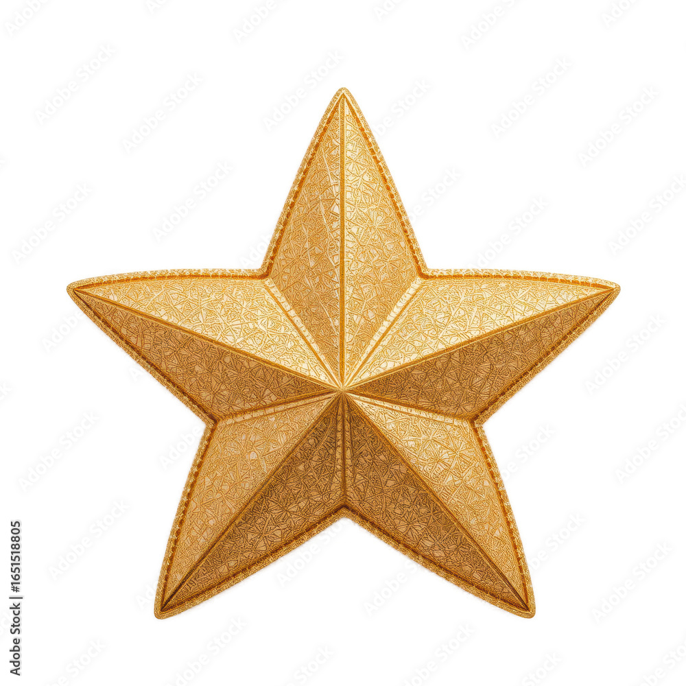 Fototapeta premium Golden Christmas Star Decoration on transparent png Background