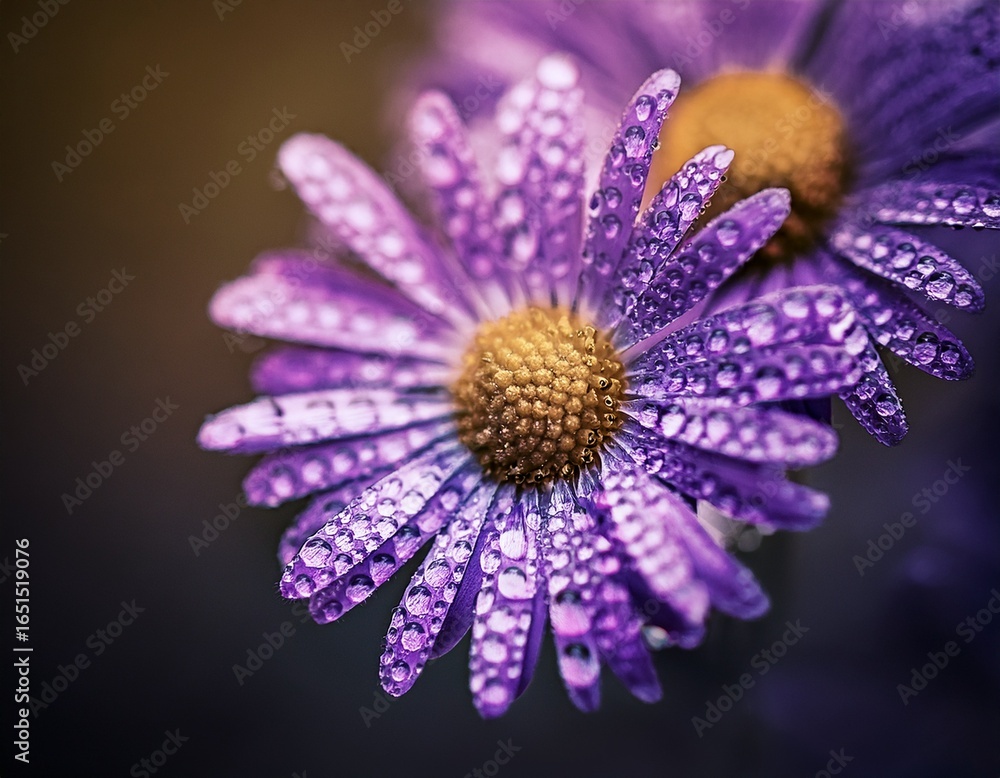 Fototapeta premium a close up of a purple flower with water droplets on it