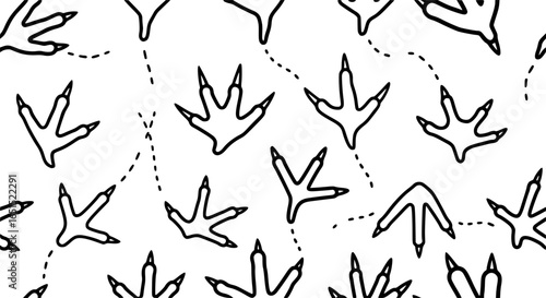 bird paw, footprint, seamless pattern, trail illustration
