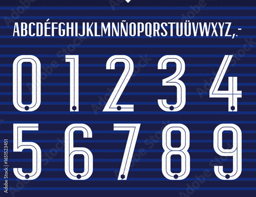 france font, Modern vector typeface with tall condensed letters and bold outlined numbers featuring hexagon pattern. Perfect for sportswear design, digital posters, fashion graphics