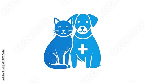 Vet clinic Cat and dog logo.