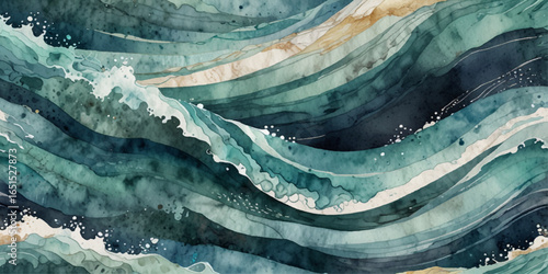 Sea water ocean wave vector background. Blue water ocean sea wave seamless background. Water ocean wave white and soft blue aqua, teal texture	
