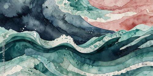 Vector ocean wave line blue and white background. Ocean sea art with natural template. Seamless soft blue ocean pattern wave water background.	