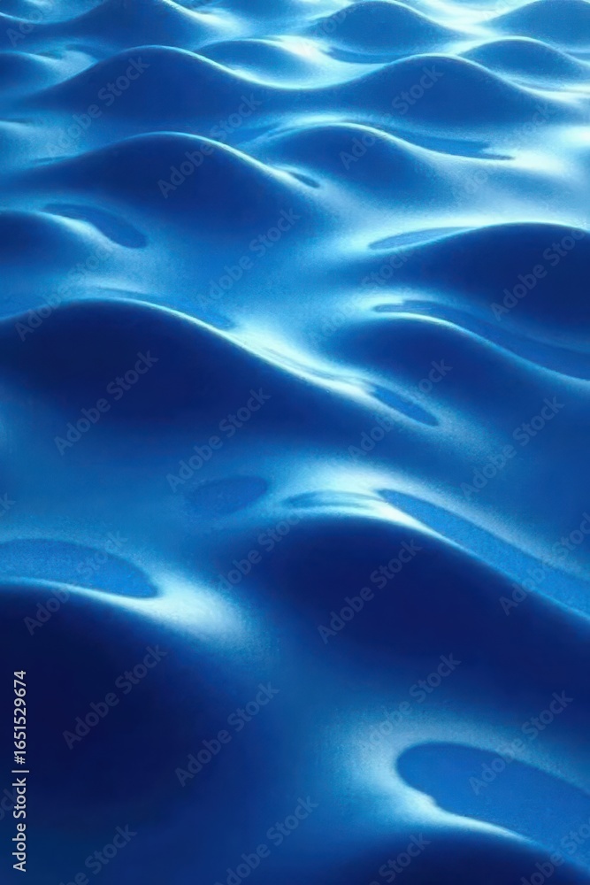 Obraz premium Reflective blue waves, undulating design, deep backdrop, liquid, shine, art
