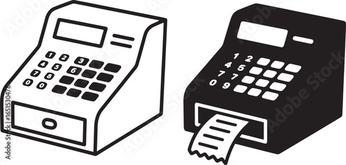 Vector black office telephone with calculator keypad for business finance and accounting