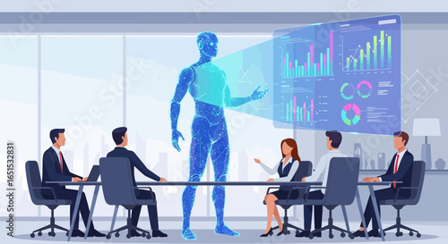 Advanced Holographic Ai Meeting In Modern Business Environment