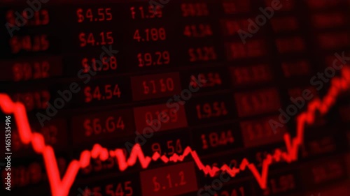 Dramatic red stock market crash chart with falling prices