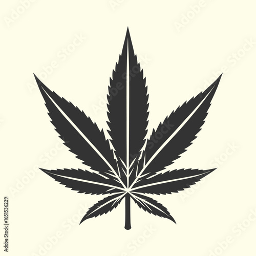 Cannabis leaf silhouette isolated on white background