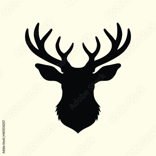 Black silhouette Design of a stag s head isolated on white background