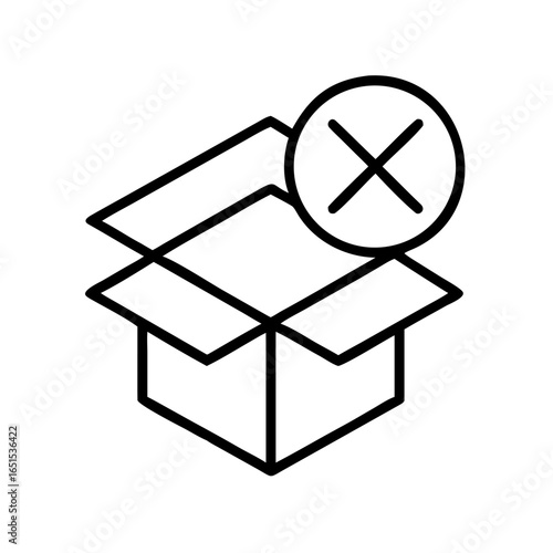 Open box icon with a cross symbol indicating no access  