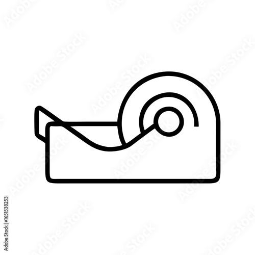 Tape dispenser in minimalist design with black outline illustration  