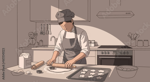 Baking Preparations With A Professional Pastry Chef In The Kitchen