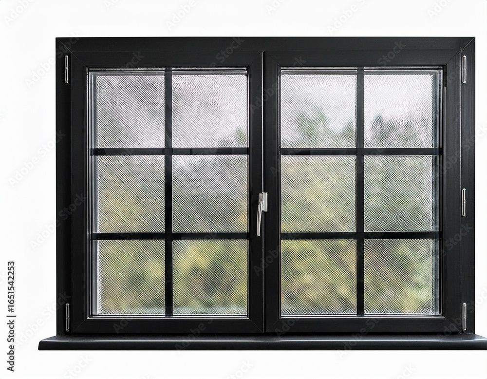 Fototapeta premium black window frame with glass panes isolated on transparency background