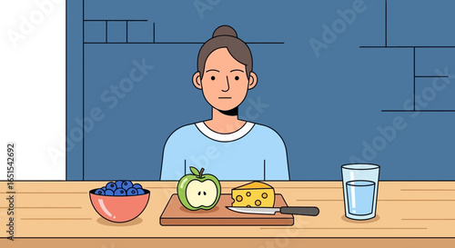 Young Woman Having A Healthy Snack, Dieting And Healthy Food Choice