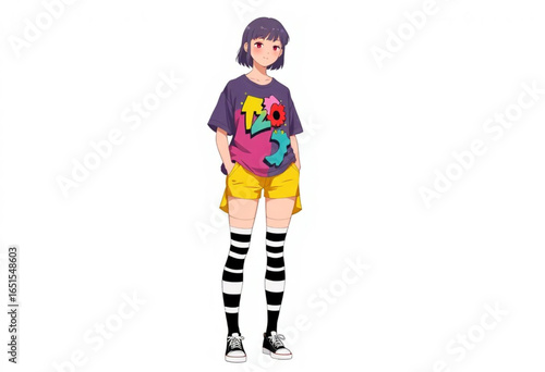 Jovem vestindo roupa estilo pop 90s. Ilustração.
