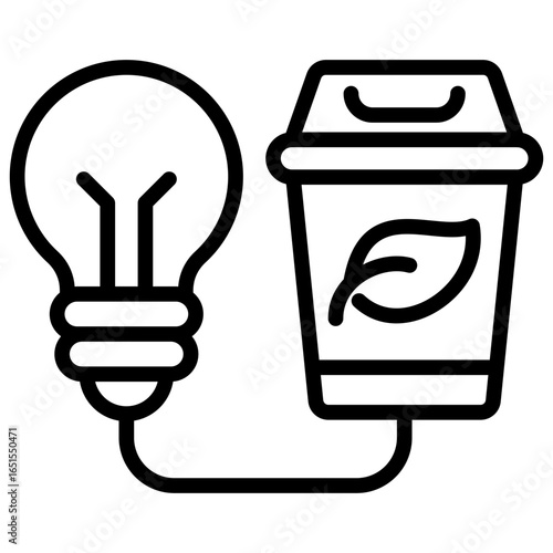 Bioenergy Outline Icon Design Vector - Bioenergy production from agricultural and organic waste as a renewable and sustainable energy source