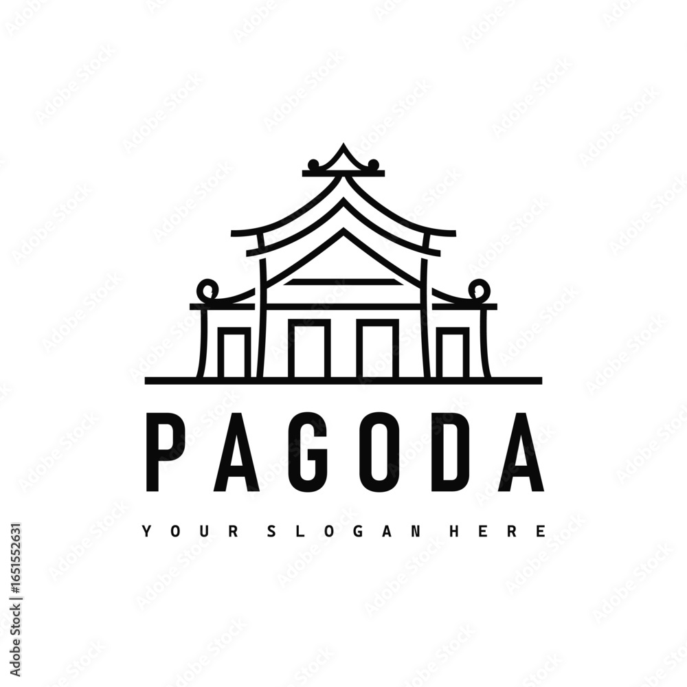 Fototapeta premium Buddhist culture building pagoda logo vector vintage design simple minimalist illustration