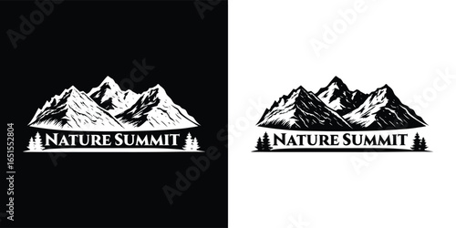 Majestic mountain range with snowcapped peaks under a clear blue sky, symbolizing natures summit and beauty