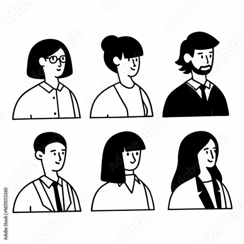 Hand drawn business people avatar isolated on white background