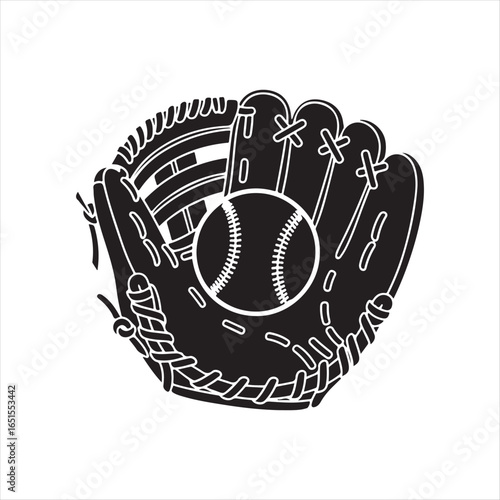 Baseball glove with a baseball inside on a white background mitt sports equipment