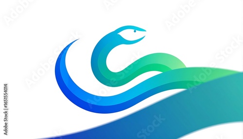 Abstract design with a stylized snake and flowing curves.