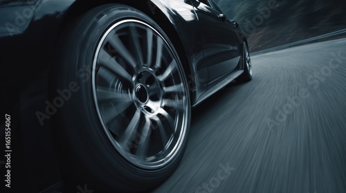 Wallpaper Mural Black car speeding on asphalt road, blur motion effect, motion-blurred background Torontodigital.ca