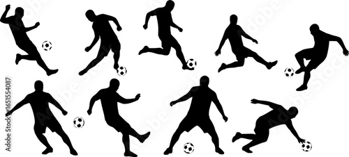 Dynamic Silhouette of Soccer Players in Intense Competition
