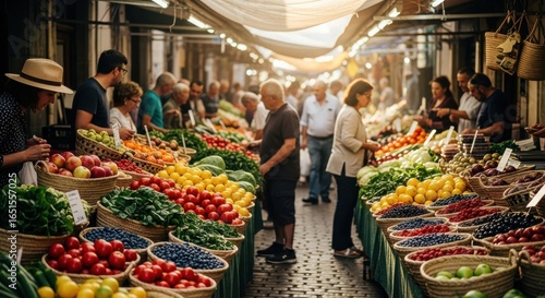 Wallpaper Mural Street market with seasonal fruit and vegetable in colorful basket Torontodigital.ca