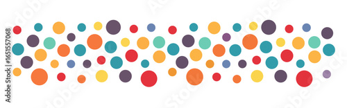 Colorful dots in various sizes and shapes for decoration or background, transparent, isolated, vector, banner, poster