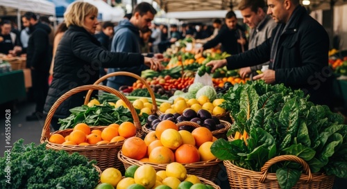 Wallpaper Mural Fresh citrus fruit and green in basket at lively market Torontodigital.ca