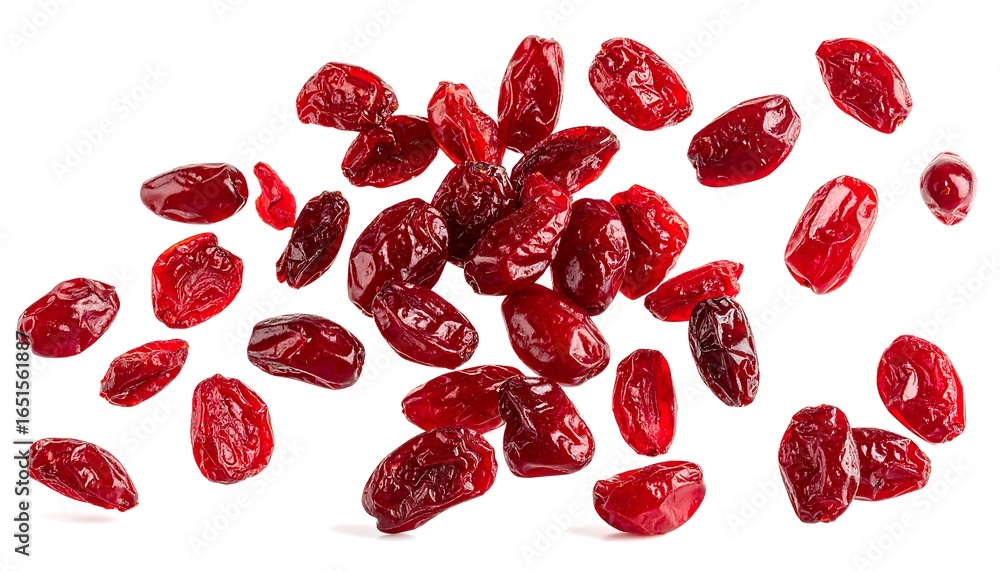 Fototapeta premium Dried Cranberries Scattered White.