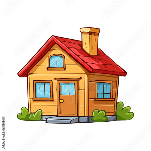 Cartoon wooden house illustration