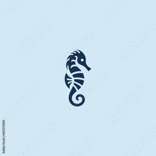 Abstract seahorse logo in elegant and simple minimalist design.