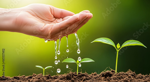 Wallpaper Mural Nurturing Growth: Hand Watering Seedlings for New Life Torontodigital.ca
