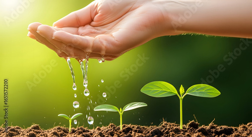 Wallpaper Mural Nurturing Growth Hand Watering Seedlings for New Life Torontodigital.ca