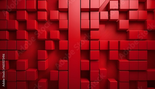 abstract 3d background with multiple red squares