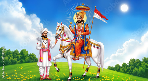 Wallpaper Mural Gujarati Ramdevpir Aarti HD Photo: Vibrant artwork highlighting the saint's divine halo. Torontodigital.ca