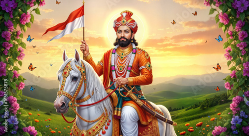 Wallpaper Mural Lord Ramdevpir Mandir AI Photo: Colorful digital painting of Ramdev Pir and a devotee. Torontodigital.ca