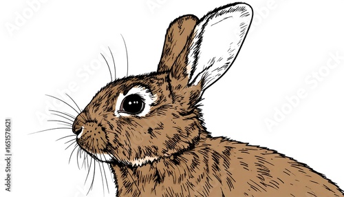 Detailed profile view of a rabbit illustration.