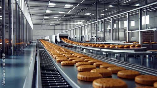 Automated Biscuit Production Line in Modern Factory