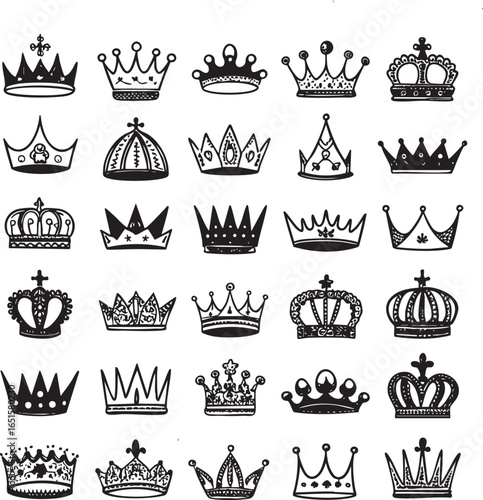crown icons set, Royal Crown Icon Collection