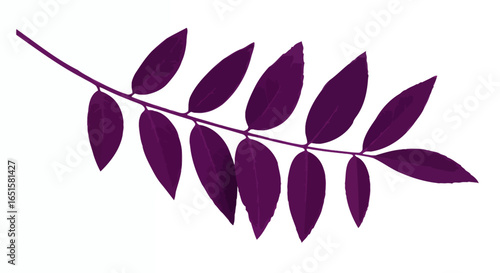 A vibrant vector illustration showcases a stylized purple leaf branch, perfect for design elements, overlays, or adding a touch of nature to any project with its clean lines and modern aesthetic.