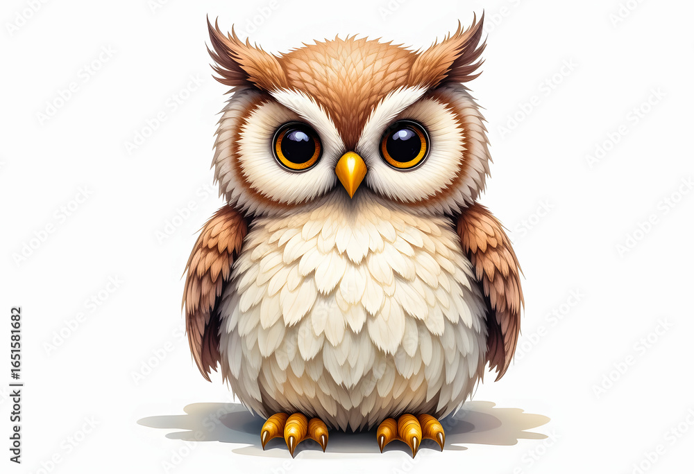 Naklejka premium This watercolor owl suggests playful curiosity and boundless happiness.